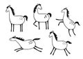 Doodle horse set. Hand drawn sketch Royalty Free Stock Photo