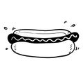 Doodle hotdog illustration vector handddrawn doodle style