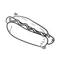 Doodle hotdog illustration vector handddrawn doodle style