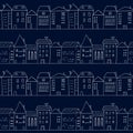 Doodle houses seamless pattern.