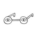 Doodle icon. glasses. vector illustration of glasses with eyes. Royalty Free Stock Photo