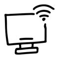 Doodle Icon of Wifi on Computer