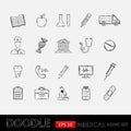 Doodle icons medical set