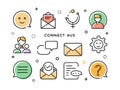 Doodle icons presenting connection, communication and integration on white Royalty Free Stock Photo