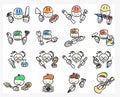 Doodle icons of professions