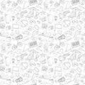 Doodle icons seamless travel pattern Royalty Free Stock Photo