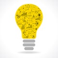 Doodle idea lightbulb icon with infographics