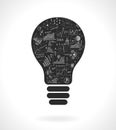 Doodle idea lightbulb icon with infographics