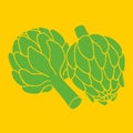 Doodle illustration of artichoke, organic vegan background