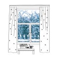 A doodle illustration depicting a closed window