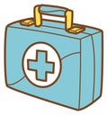 doodle illustration of first aid with sticker style and recolorable Royalty Free Stock Photo