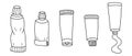 Toothpaste and cream tube doodle icons set isolated on white background Royalty Free Stock Photo
