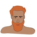 Doodle illustration of a guy with red hair and beard.minimalistic portrait of a bearded guy