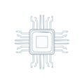 Doodle Illustration of Microchip with Circuit Board, Computer Technology and Processor Component, AI and Electronic Royalty Free Stock Photo