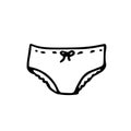 Doodle illustration of women's underpants with a bow and ruffles