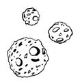 Doodle image comet collection. Simple freehand drawing. Vector illustration on a space theme. Isolated on white Royalty Free Stock Photo