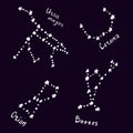 Doodle images of the constellations. Vector illustration on the theme of space and astrology