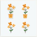 Doodle inspired Flores (flowers), cartoon sticker, sketch, vector, Illustration