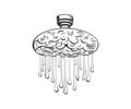 Doodle inspired Low - flow showerhead cartoon. Vector illustration design Royalty Free Stock Photo
