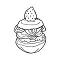 Doodle Japanese sweets. Hand drawn sketch of traditional asian food. Vector flat illustration on white background.