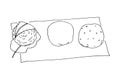 Doodle Japanese sweets. Hand drawn sketch of traditional asian food. Vector flat illustration on white background.