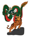 Japanese tiger and dragon tattoo design vector for sticker. Royalty Free Stock Photo