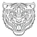 Japanese tiger head tattoo design vector for sticker.