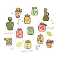 Doodle Jars vector set