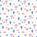 Doodle jungle vector pattern. Childish seamless print Royalty Free Stock Photo