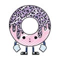 Doodle kawaii nice donut with arms and legs