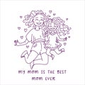Happy friendship day. Mother and daughter. Doodle kawaii style