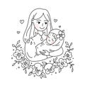 Doodle kawaii style. Cute woman vector illustrations. Happy Mother s Day.