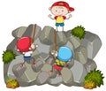 Doodle Kids Doing Rock Climbing Royalty Free Stock Photo
