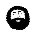 Doodle kind curly smiling man. Bearded face