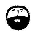 Doodle kind curly smiling man. Bearded face