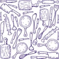 Doodle Kitchen tool background with hand drawn sketch style Royalty Free Stock Photo