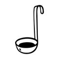 Doodle kitchen utensil icons. Hand drawn kitchen spoon, soup ladle cooking tool. Vector illustration