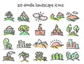 Doodle landscape icons