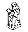 Doodle lantern. Simple line drawing of an illuminating object.