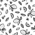 Doodle lemon summer pattern. Hand drawn modern summer repeating design.