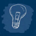 Doodle light bulb on prussian blue painting