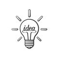 Doodle of light bulb with the word idea and shine Royalty Free Stock Photo