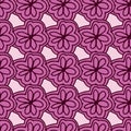 Doodle line art pink flower seamless pattern. Geometric floral endless wallpaper Royalty Free Stock Photo