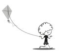 Doodle little boy playing kites