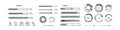 Doodle loading bar, circles, icons. Hand drawn set of graphic, application, ui design elements. Sketch progress status, upload