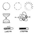 Doodle loading proces illustration with handdrawn line vector
