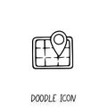 Doodle location icon. Map pictogram.