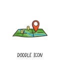 Doodle location icon. Map pictogram.