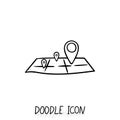 Doodle location icon. Map pictogram.