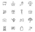 Doodle Logistics icons set Royalty Free Stock Photo